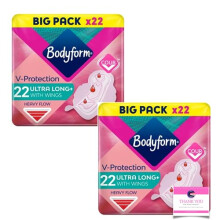 Bodyform Ultra Long Sanitary Towels with Wings - Heavy Flow Protection, 22 per Pack