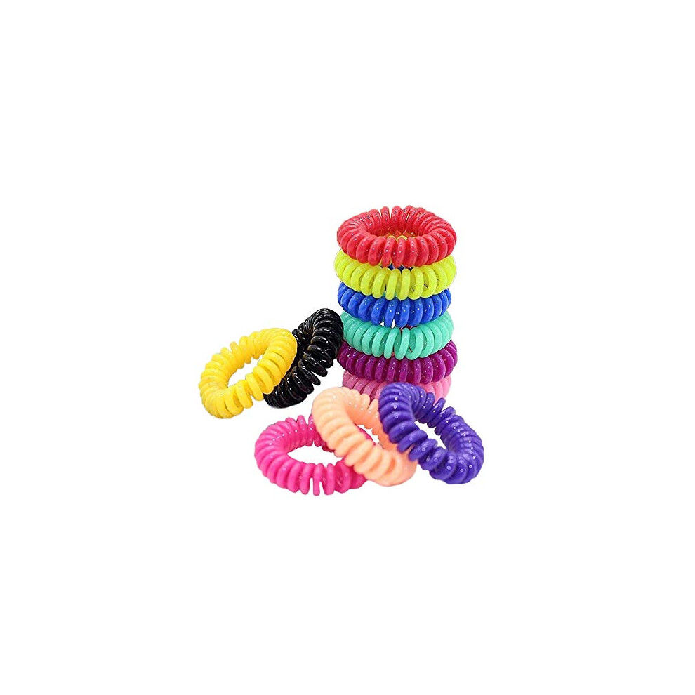 Sacala 50Pcs Spiral Hair Ties Set - Colorful Phone Cord Coiled Ties, No-Crease Invisible Ponytail Holders, 10 Colors, Abs Durable Not,Specified