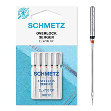 Domestic Sewing Machine Needles | 5 Overlock Needles | ELx705 CF and SY 2022 | Needle size 80/12 | Suitable for working with a wide array of materials