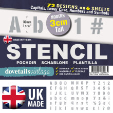 3 cm Tall Letter Stencil Kit - Modern Style Upper and Lower Case with Numbers and Symbols