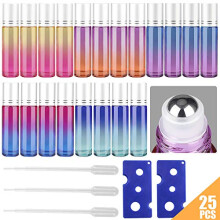 10ml Colorful Essential Oil Roller Bottles Set with Stainless Steel Balls, Tomorotec Home Ultra Thick Roller Bottle for Oil with Opener and Droppers