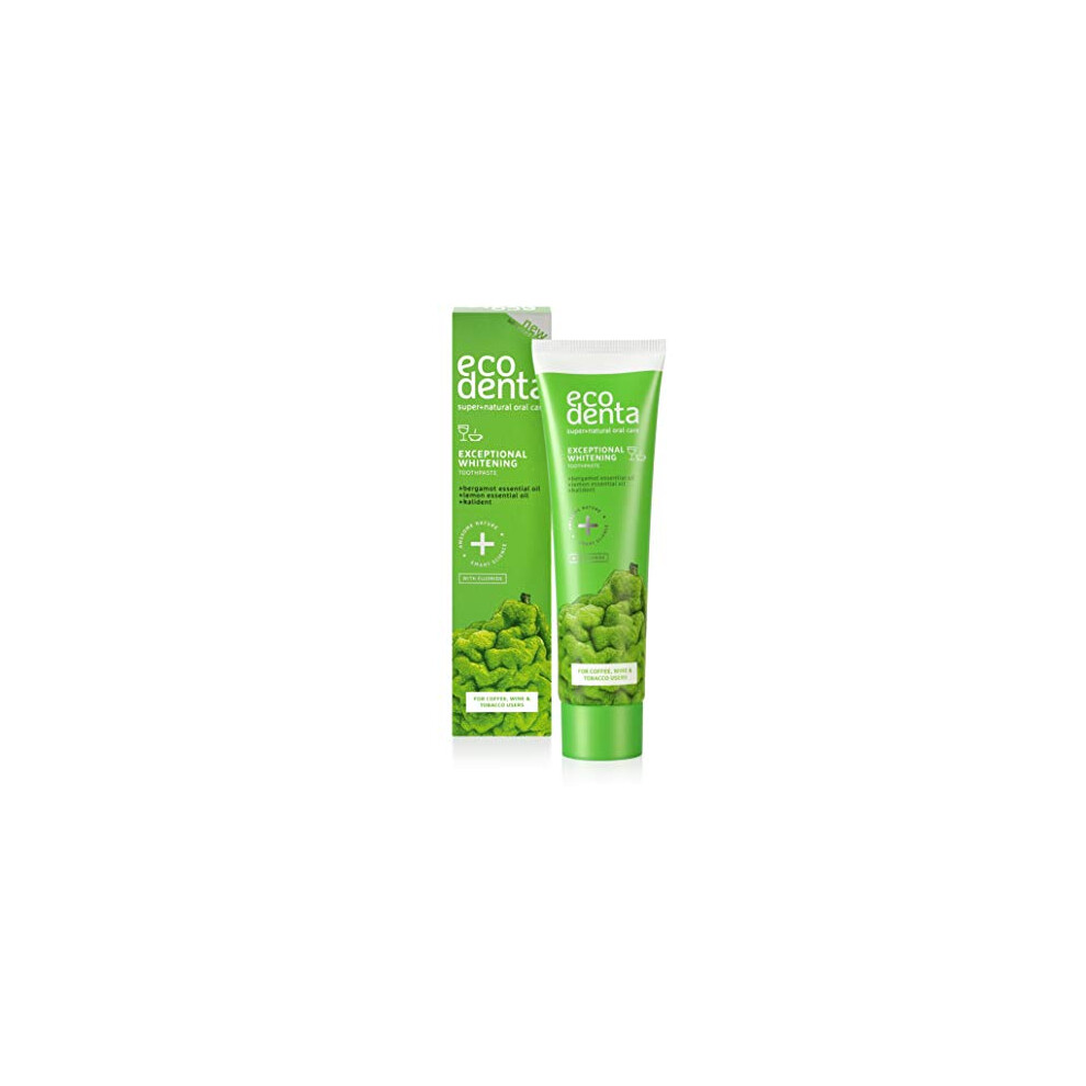 Ecodenta Exceptional Whitening Toothpaste - Teeth Cleaning Plaque Removal Tooth Paste With Bergamot For Smokers Coffee Wine Users 100Ml