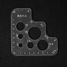 Acrylic Leather Positioning Ruler, Round Corner Stitching Ruler Stencil Stitching Corner Templates Leather Positioning Tool(Type A)