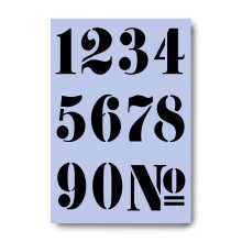 Numbers Stencil 60 mm Tall French Style Numbers 0 1 2 3 4 5 6 7 8 9 on an A4 Sheet
