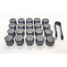 Wheel Nut Covers For AUDI Q7 2006-2015 19mm LOCKING BOLT CAPS WITH TOOL MATTE DARK GREY