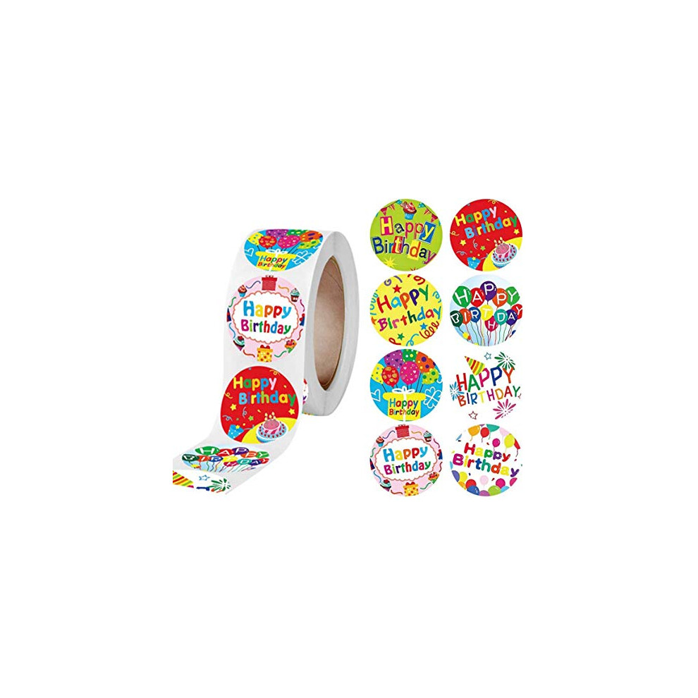 500 PCS Happy Birthday Stickers for Kids Adults Stickers for Party School Supplies Reward Calendar Birthday Card 1 inch (Multicoloured)
