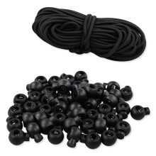50 Pieces Drawstring Toggles and 32 feet Drawstrings Plastic Single Holes Cord Stopper Toggle Cord Lock Toggle