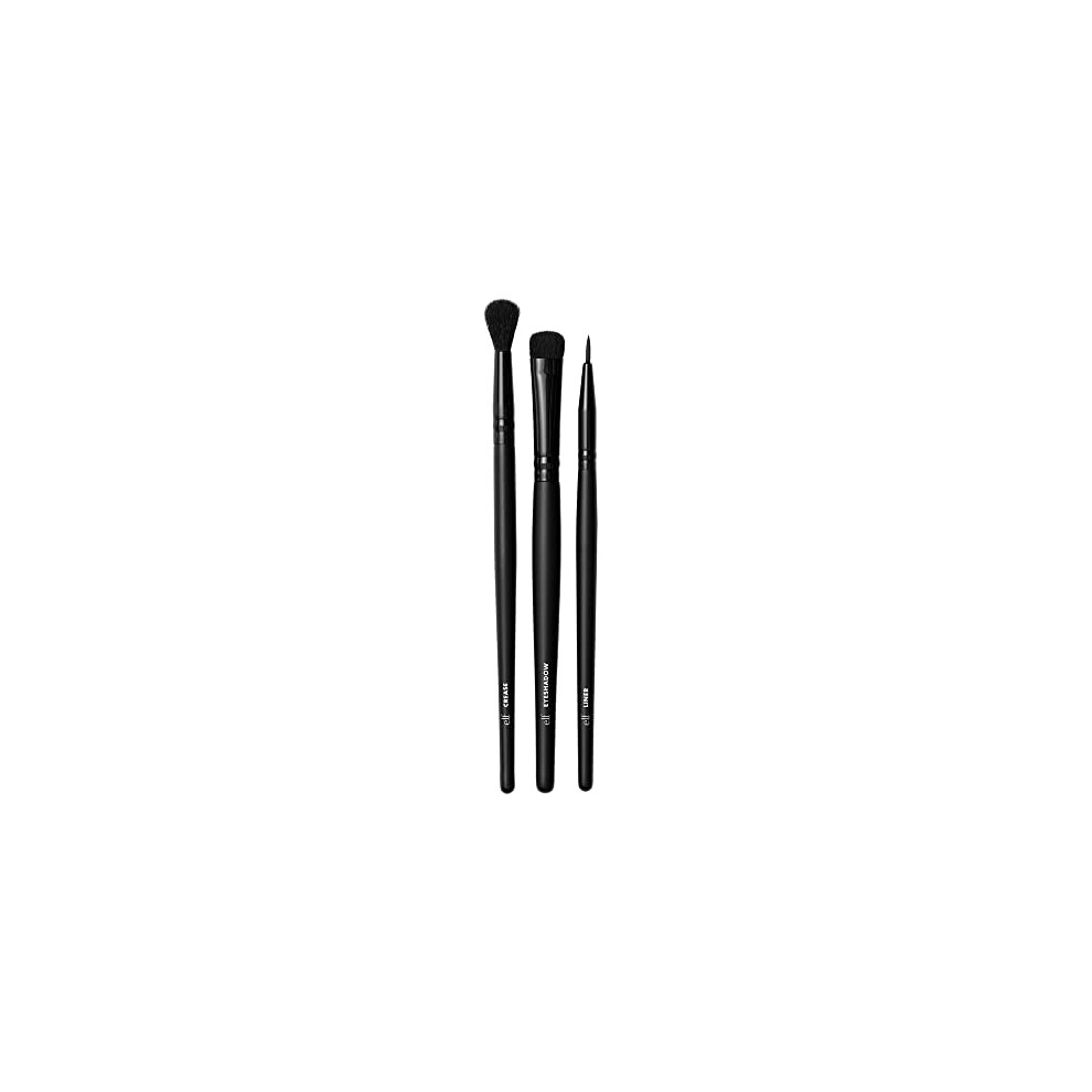 E.l.f. No Budge Brush Trio, 3-Piece Eyeshadow Brush Set For Applying & Blending Colour, Made With Synthetic, Cruelty-Free Bristles