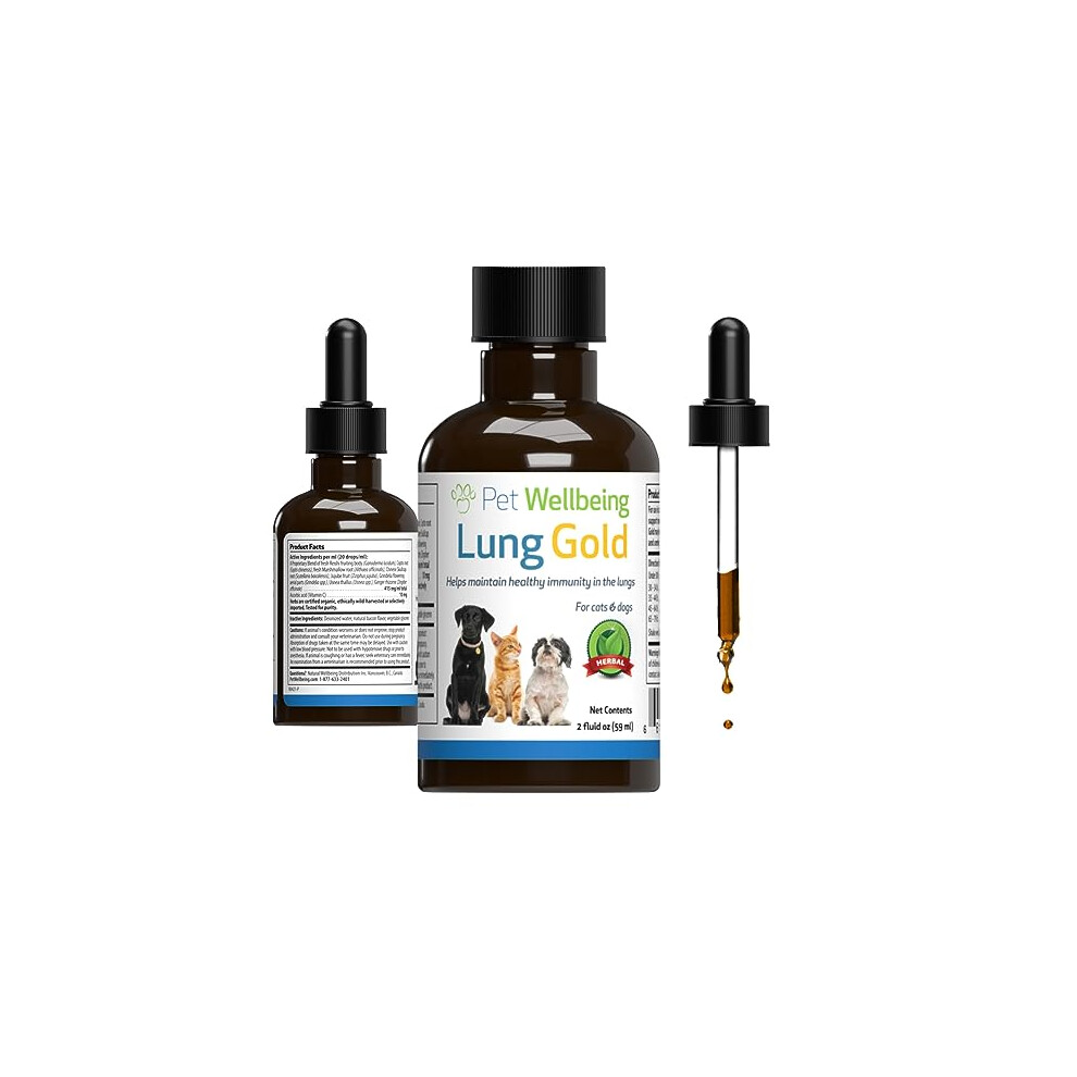 Pet Wellbeing Lung Gold For Cats - Vet-Formulated - Lung & Respiratory Immune Support, Open Airways, Easy Breathing - Natural Herbal Supplement 2 Oz (59 Ml)