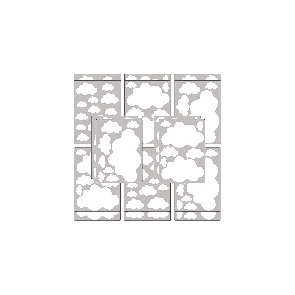 Set Of 140 Cloud Wall Stickers Kids - Nursery Decor Easy To Apply - Decals For Bedrooms For Girls Boys White Premyo