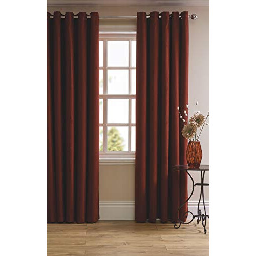 Herringbone Eyelet Lined 100% Polyester Curtain 66 X 72 - Red 1