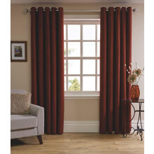 Herringbone Eyelet Lined 100% Polyester Curtain 66 X 72 - Red