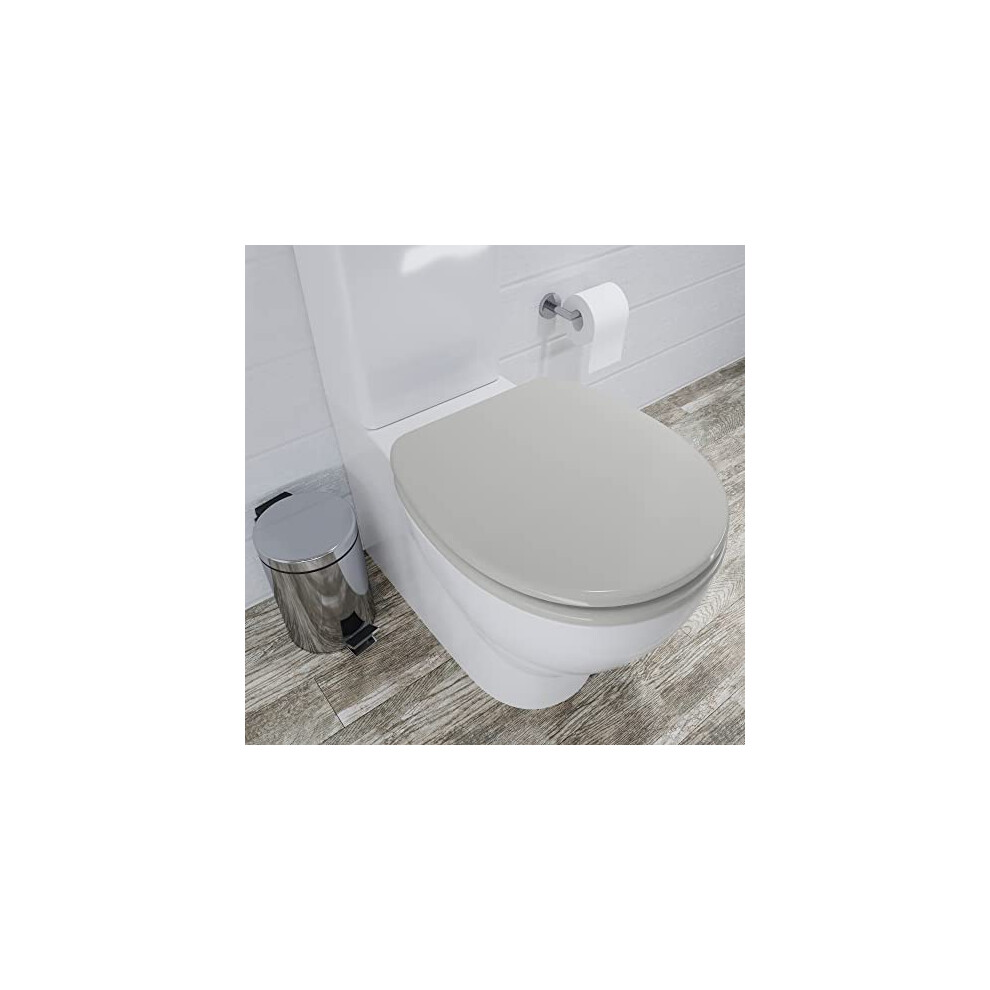 Lugano Grey Flexi-Fix Always Fits Moulded Wood Toilet Seat, Soft Close, Quick Release for Easy Cleaning