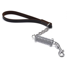 Dog Chain Lead,21.6" Short Dog Traffic Leash W/PU Handle & Heavy-duty Metal Alloy Hooks Explosion-proof Buffer Spring Design for Training Walking