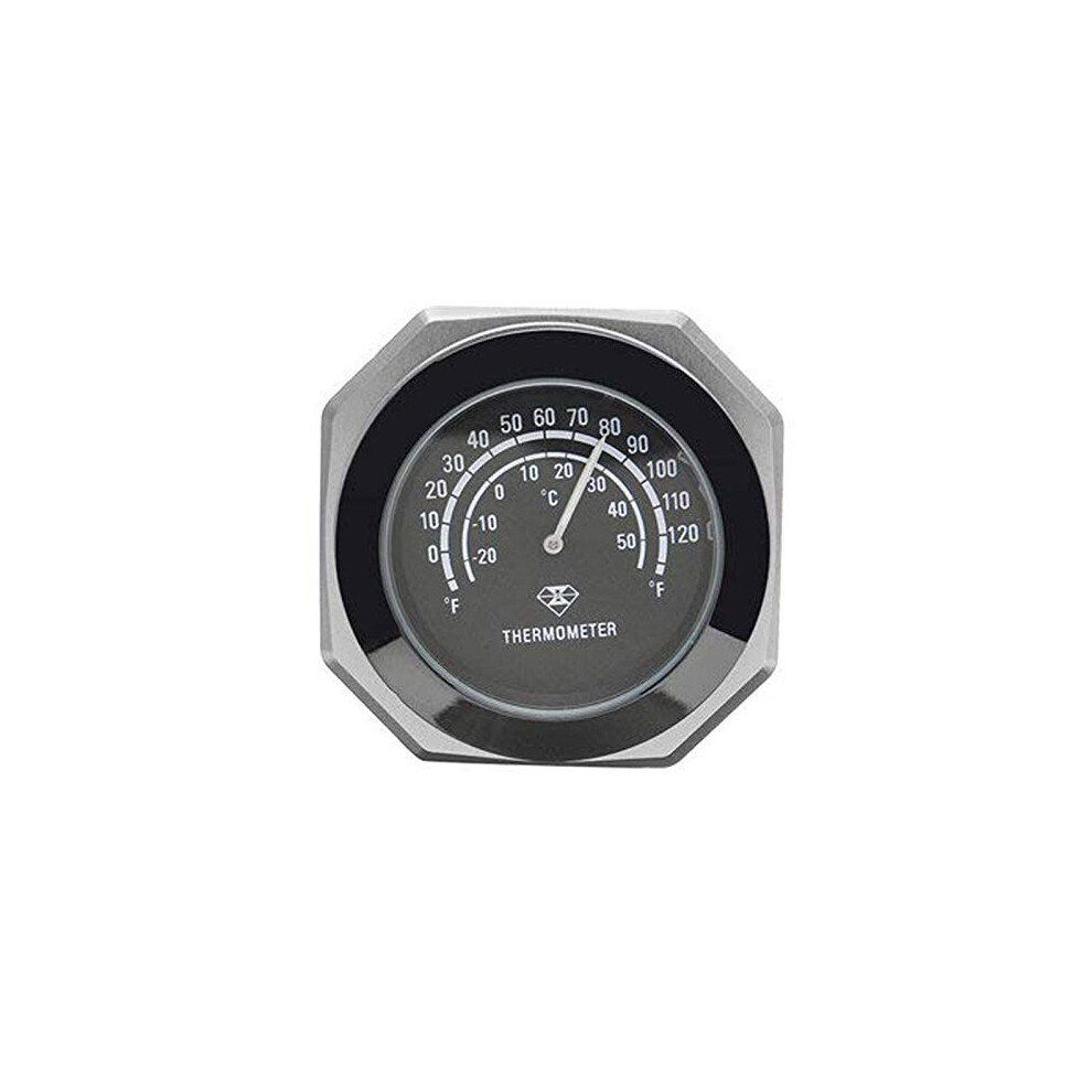 Motorcycle Handlebar Mount Noctilucent Thermometer Clock Luminous Alloy Temperature Temp Gauge Waterproof For Harley Motorbike Silver 791287050269