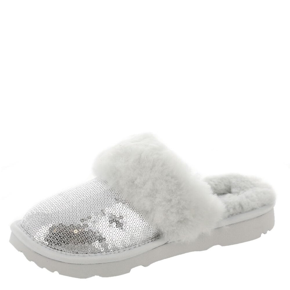 Girl's Cozy Ii Mirror Ball Slipper, Silver, 12 UK Child
