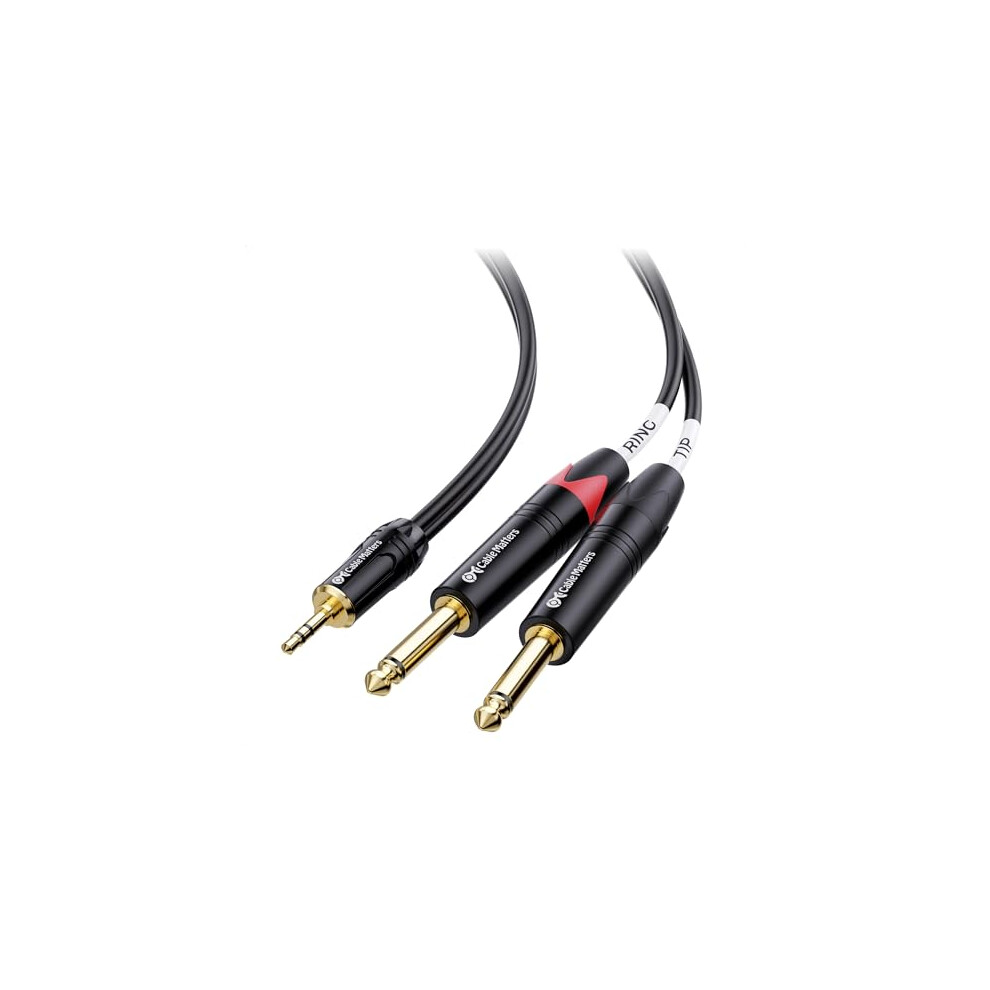 Mini Jack to Dual Jack Cable 3 m, 3.5mm to 6.35mm Audio Cable, 3.5mm TRS to Dual 6.35mm TS Breakout Cable, Mini Jack to 1/4 inch Jack, Stereo Jack to