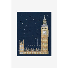 "Glow in The D'Architecture London by Night Cross Stitch Kit, Multi-Colour