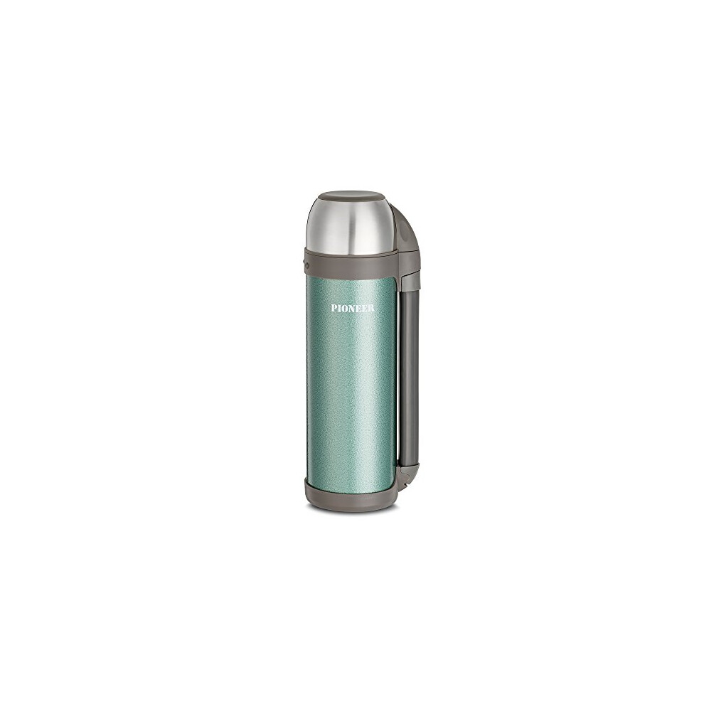 Stainless Steel Vacuum Flask Thermos Mug with Strap, Green 1 Litre 33.81 fl oz