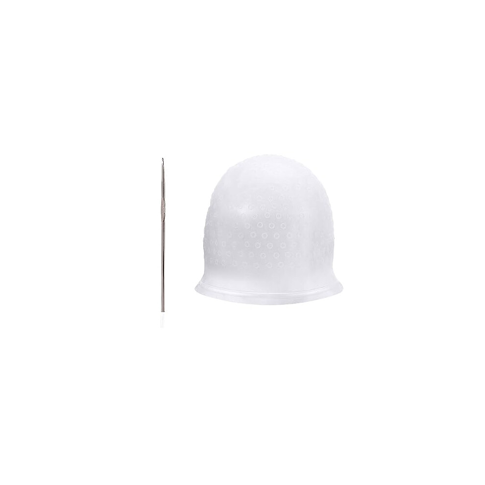 2 Pieces Highlight Hair Cap with Holes Punched Hole Highlight Cap and Hook Kit Salon Hair Coloring Dye Cap with Hooks for Color Hair Salon