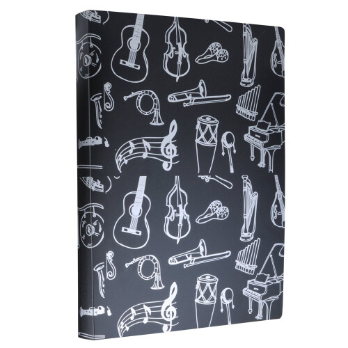A4 Size Music Sheet File Folder A4 Size Documents Holder Storage Folder 40 Pockets (Music Instrument Black) 1