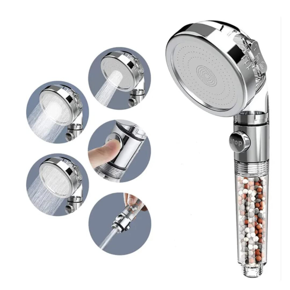 Ionic Shower Head, High Pressure Handheld, Water Filter Shower Heads For Hard Water, Eco-Stop Function, 3 Modes Adjustable, Water Saving 756839503266