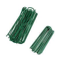 Fixed Lawn Garden Pegs Stakes Ground Pegs for Netting U-Shaped Membrane Pegs for Weed Tent Pegs Metal for Artificial Grass, Green Paint. (50PCS)
