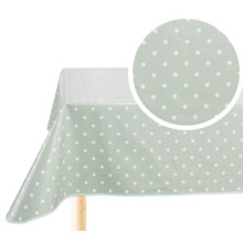 Rectangular Oilcloth PVC Wipe Clean Tablecloth Table Cover 140cm x 200cm 55x78 Polka Dot Sage Green