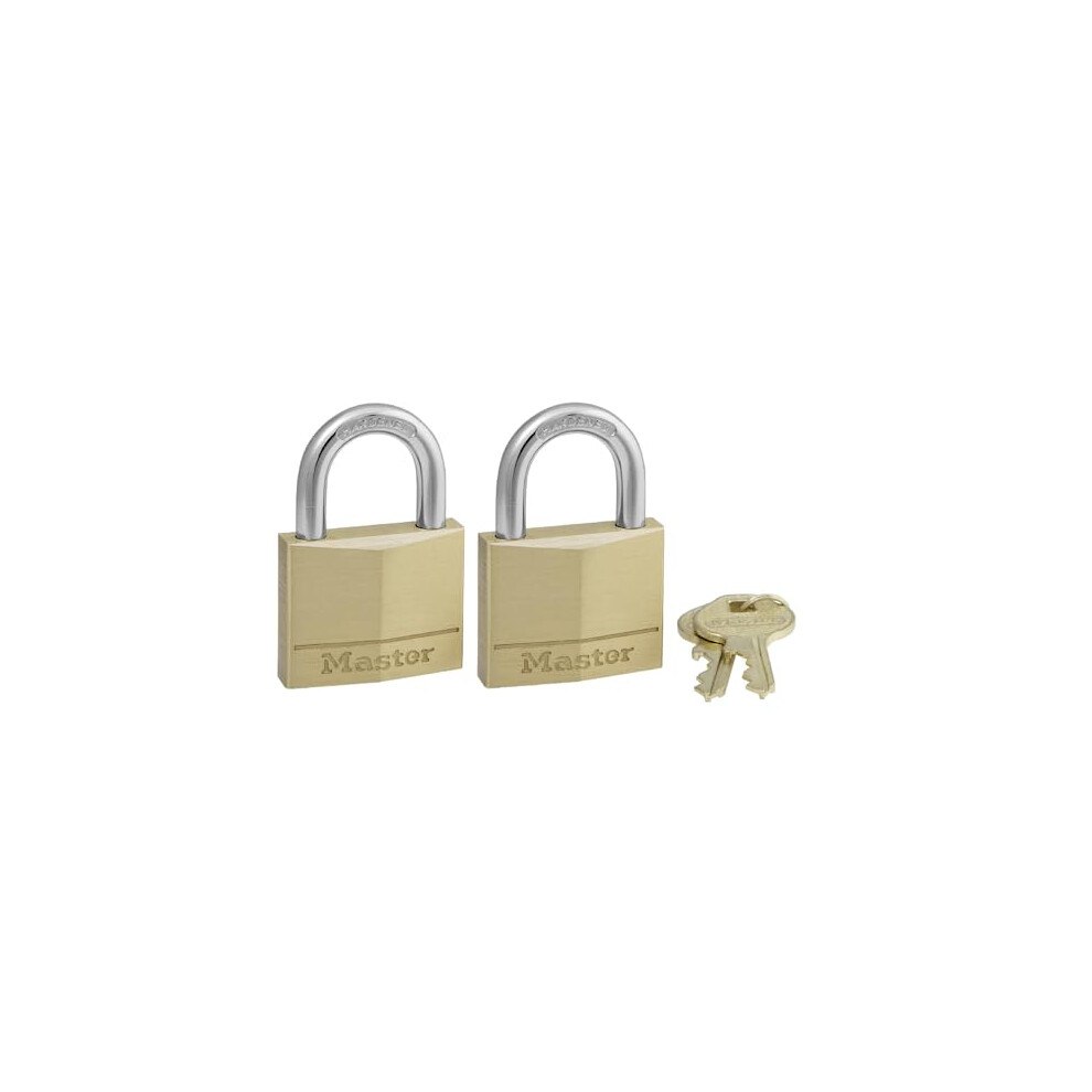 140T Solid Brass Padlock, 2 Pack, Keyed-Alike