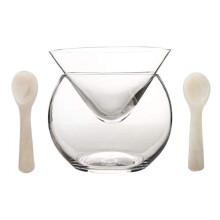 Dure de serveur de refroidisseur de caviar en verre Durebel Plus 2 PCS. X Mere de Pearl Caviar Spoon 3.15 """" - Cocktail de cocktails de liqueur a