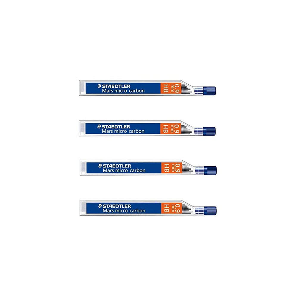 Mars Micro Carbon 250 0.9mm HB - Pencil Lead Refills - 4 Tubes/Packs (48 Leads) HB