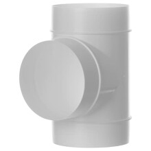 White Ø 100mm / 4inch Equal T-Piece PVC Connector for Ventilation System, Round Ducting Pipe Connector