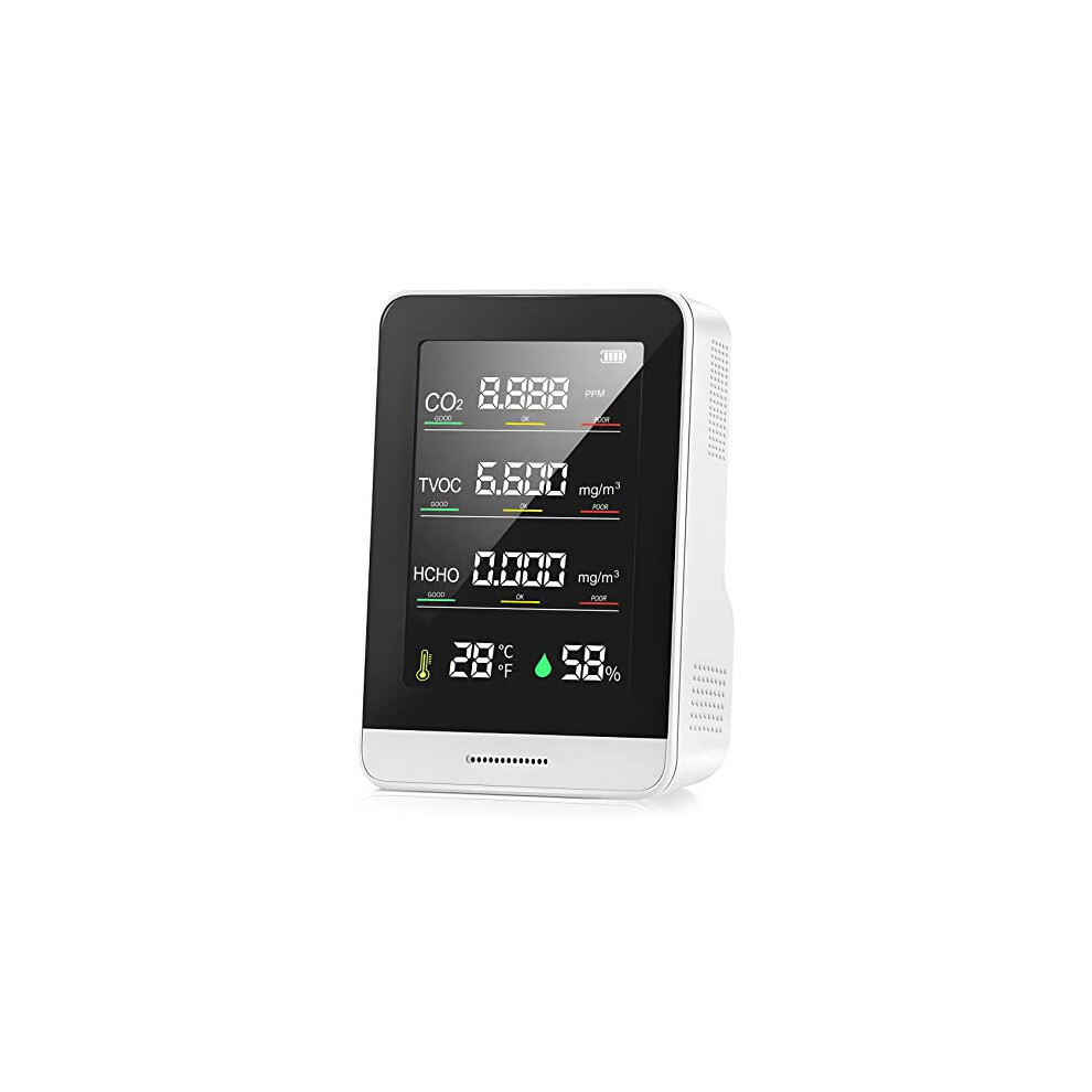 5 in 1 CO2 Meter Digital Temperature Humidity Sensor Tester Quality Monitor Carbon Dioxide Tvoc Hcho Detector