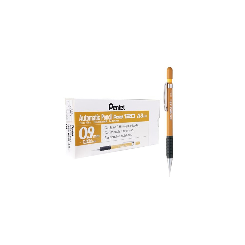 Pentel A300 Automatic Pencil, 0.9 Mm Lead, Grade Hb, 1 Pack Of 12 Pencils, Brown