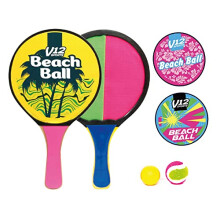 Beach Bat and Ball Set, 2 Games in 1, Paddle Bat One Side, Hook & Loop on the Other Side, Comes in 3 Different Designs (Sent Randomly)