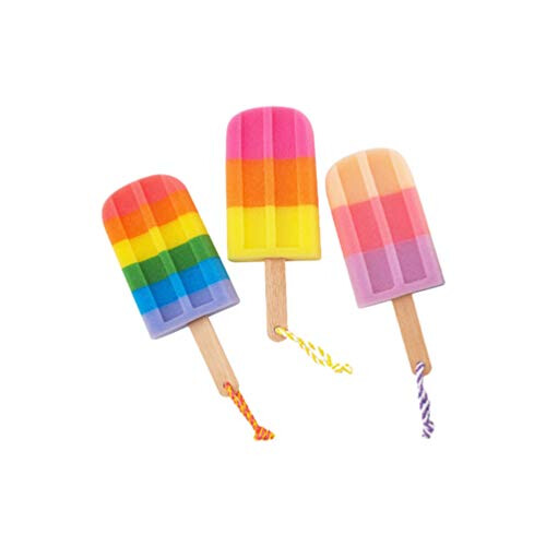 3Pcs Exfoliating Bath Sponge Ice Lolly Shape Kids Adults Back Exfoliating Bathing Tool for Bathroom Home Hotel(Random Color)