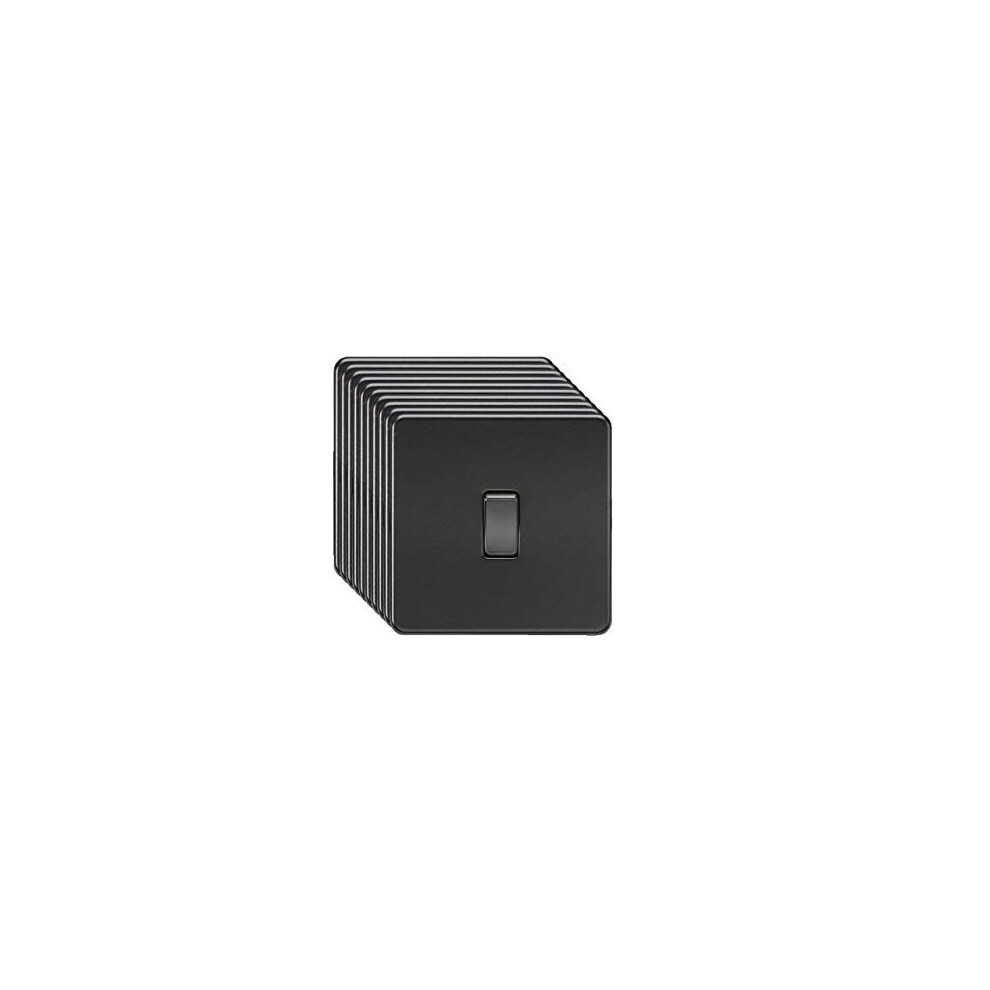 Screwless 10Ax 1G 2-Way Switch - Matt Black With Black Rocker 5055832982555