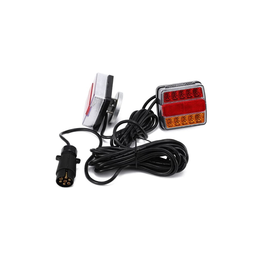 2Pcs Trailer Rear Lights With 7.5M Cable Color Led Rear Brake Lights12v Universal For Trailer Truck Lorry Caravan Van Tractor Red/Yellow 755769953745