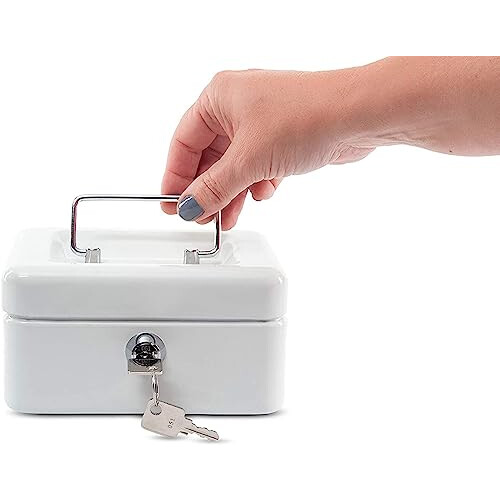 15.2 x 12.5 x 8.1 cm Cash Box 1 - White 2