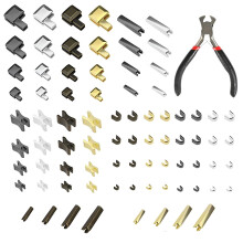 60 PCS Zipper Repair Kit Zipper Head Replacement Zip Stopper Metal Zipper Head Slider Retainer with 1 Pieces Zip Install Pliers Tool (4 Colors)