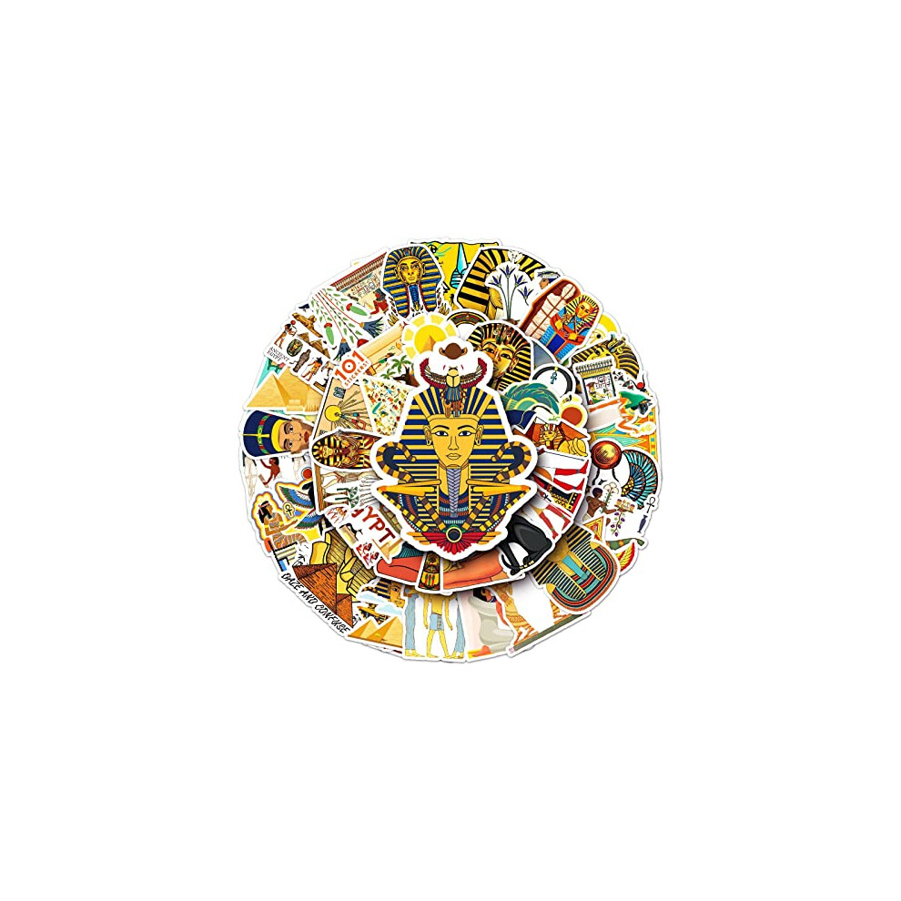 Egypt Pharaoh Stickers for Laptop (50 PCS),Gift for Children Teens Adults Girl Boys,Waterproof Stickers for Water Bottle,Ancient Egypt Vinyl Stickers