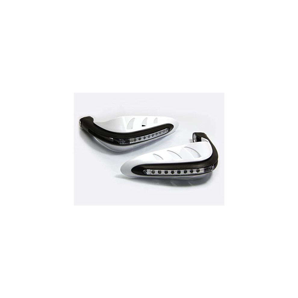 Motorcycle Handguards With Led Daytime Running Lights | Wind Deflectors For Adventure Bikes Street Bikes Quads Atvs | To Fit 22Mm (7/8 Inch) White 5053839336265