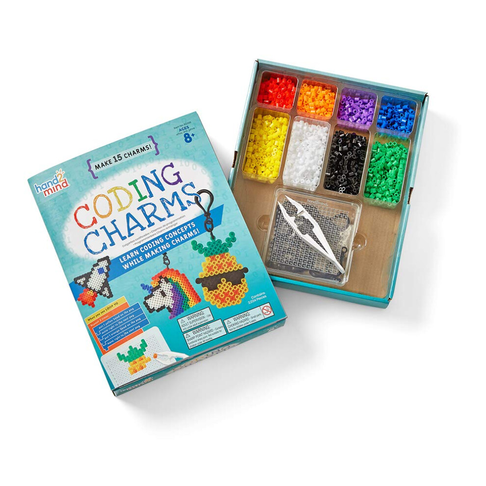 Coding Charms, 15 Science Experiments, Coding for Kids Ages 8-12, Activity Book, Colourful Fuse Bead Patterns, Kids Coding, Fuse Bead Kit 18 Designs