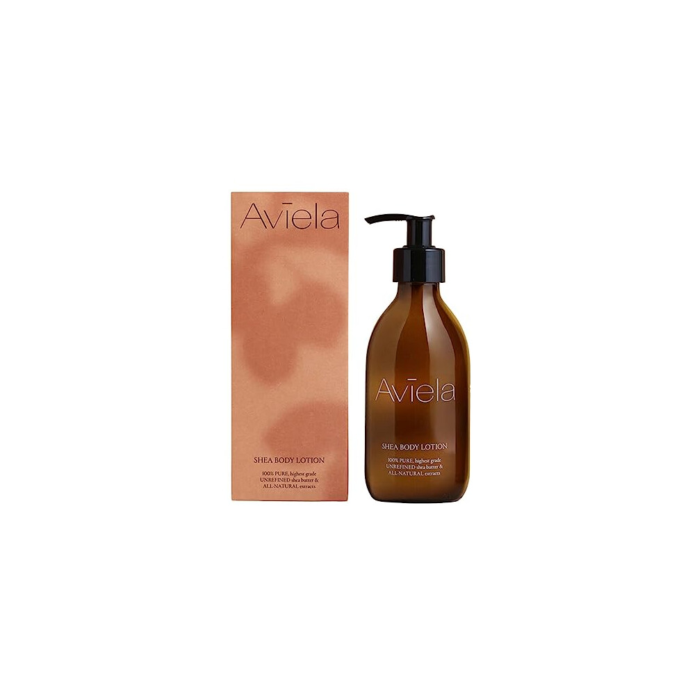 Aviela Shea Body Lotion, Contains Cocoa Butter, Extremely Hydrating & Moisturising, Vegan & Cruelty Free, 100% Natural, 250Ml