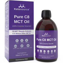 Pure C8 MCT Oil | Boosts Ketones 4X Versus Other MCTs | Highest 99%+ Purity | 100% Coconut Sourced | Supports Keto & Fasting | Vegan Safe & Gluten