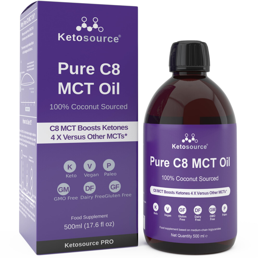 Pure C8 MCT Oil | Boosts Ketones 4X Versus Other MCTs | Highest 99%+ Purity | 100% Coconut Sourced | Supports Keto & Fasting | Vegan Safe & Gluten-image-OPC-PDVXBNS-NEW