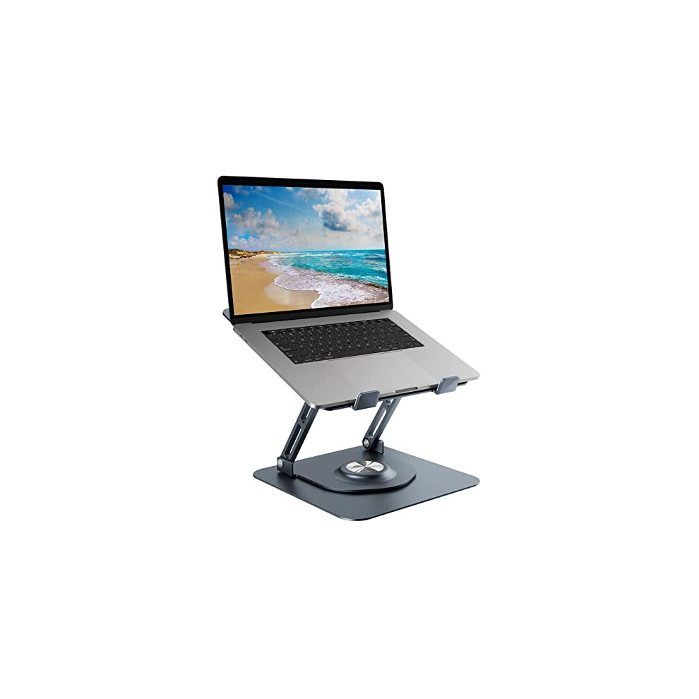 Swivel Laptop Stand For Desk, Adjustable Height Aluminum Computer Stand With 360 Rotating Base, Foldable Ergonomic Riser, Portable Laptop Holder 6974774260141