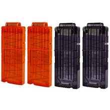 4Pcs Soft Bullet Gun Clip Quick Reload Clip For Nerf Elite Series Toy Gun 12 Bullets Ammo Cartridge Dart Nerf Gun Clips (2 Black+2 Orange)