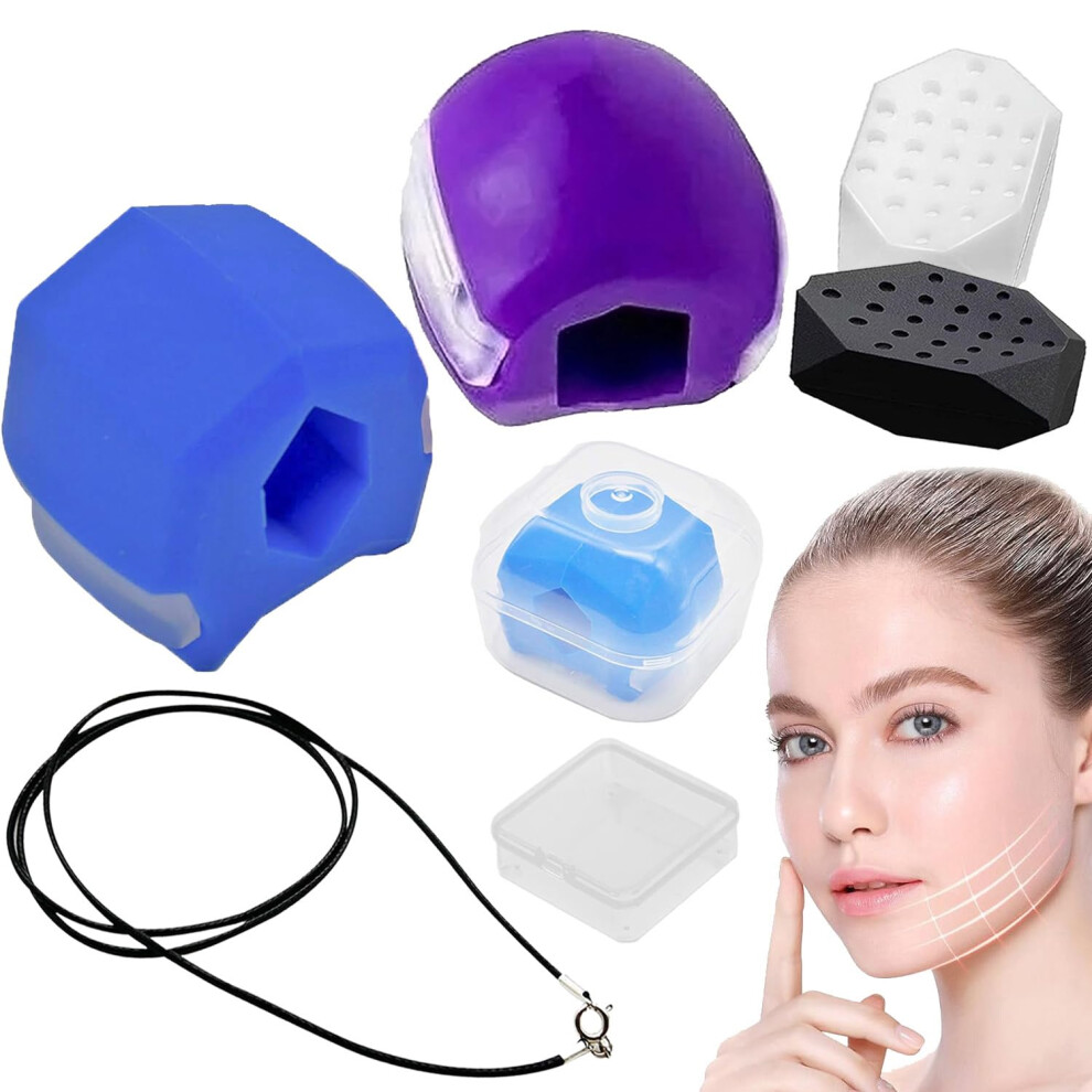 Cleycye Jaw Exerciser Trainer,4 Pack With 3 Strengths For Neck Face - Jawline Gum Exerciser Chew Shaper,Facial Double Chin Exercises,Jawliner Toner Exerciser