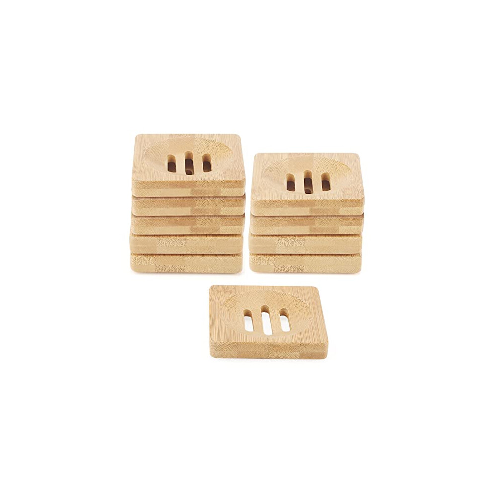10 Pack Round Bamboo Soap Dish, 80 x 80mm Natural Wooden Bamboo Soap Dish, Wood Soap Holder for Kitchen, Bathroom, Square Outer Contour-image-OPC-PDVXC6V-NEW